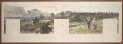 Schets voor het stadhuis van Bagnolet: Gezicht op de omgeving van Bagnolet. L