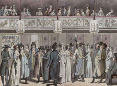 Foyer van het Montansier Theater in het Palais-Royal). Collectie Hippolyte Destailleur (1822-1893) door Louis Binet