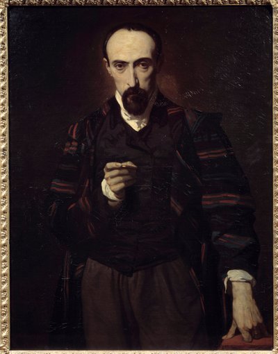 Portret van Achille Deveria (1800-1857) schilder en graveur. Schilderij door Louis Boulanger (1806-1867) door Louis Boulanger