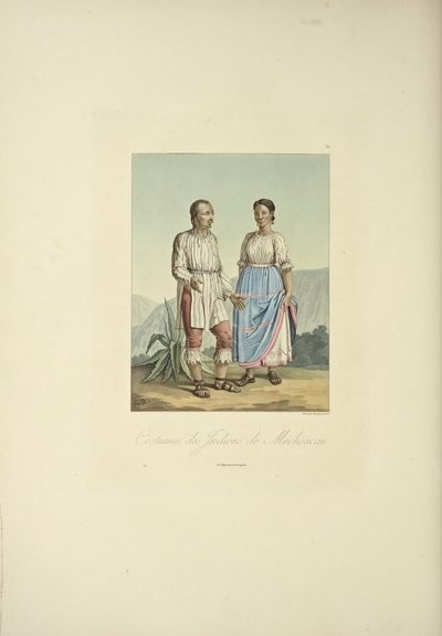Kostuums van de Mechoacan-indianen, illustratie uit 