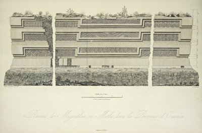 Ruïnes van Miguitlan of Mitla, in de provincie Oaxaca, illustratie uit 