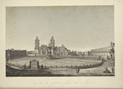 Uitzicht op het hoofdplein, Mexico, illustratie uit 
