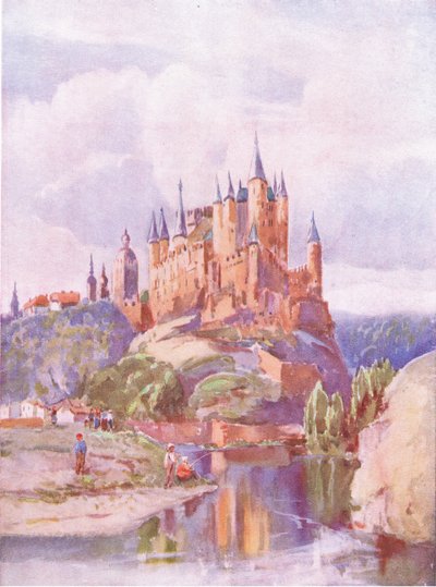 Het Alcazar, Segonia, uit Hutchinsons Pittoresk Europa gepubliceerd door Hutchinson & Son, ca. 1930 door Louis Burleigh Bruhl