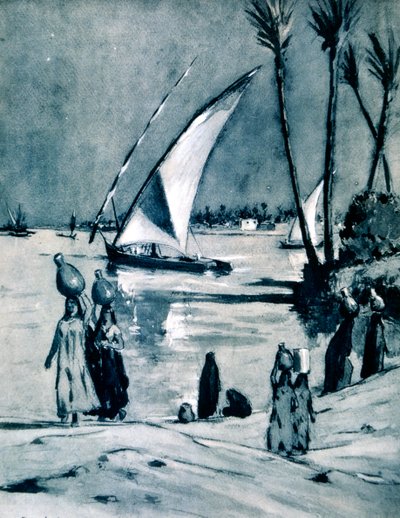Water halen uit de Nijl, Caïro, Egypte door Louis Cabanes
