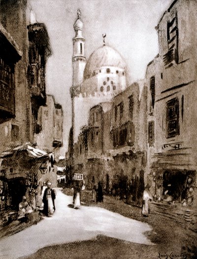 Oude straat in zonlicht, Caïro, Egypte, 1928 door Louis Cabanes