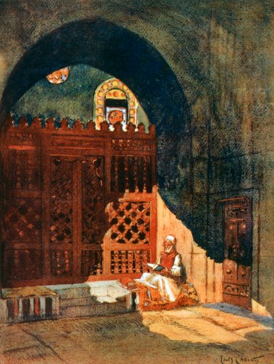 De Koran lezen in een moskee, Caïro, Egypte, 1928 door Louis Cabanes