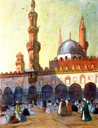De Moskee van Al-Azhar, Caïro, Egypte door Louis Cabanes