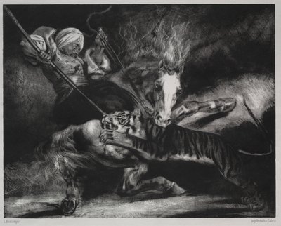 Een Aanval door een Tijger door Louis Candide Boulanger
