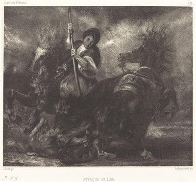 Aanval van de leeuw door Louis Candide Boulanger