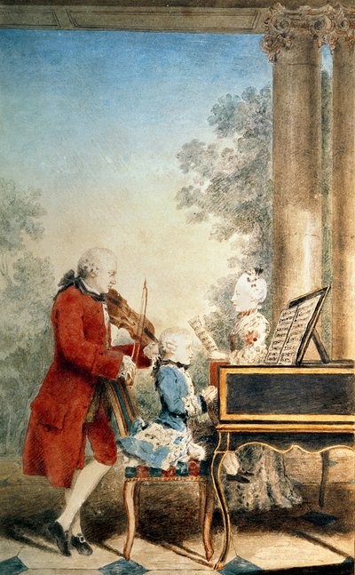 Leopold Mozart (1719-87) en zijn twee kinderen, Wolfgang Amadeus (1756-91) en Maria-Anna, bekend als 