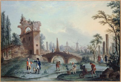 Uitzicht op de Monceau-tuinen door Louis Carrogis Carmontelle