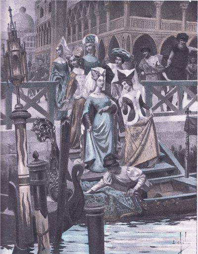 Groene ganzen, illustratie uit Decameron van Boccaccio gepubliceerd door Navarre Society 1930