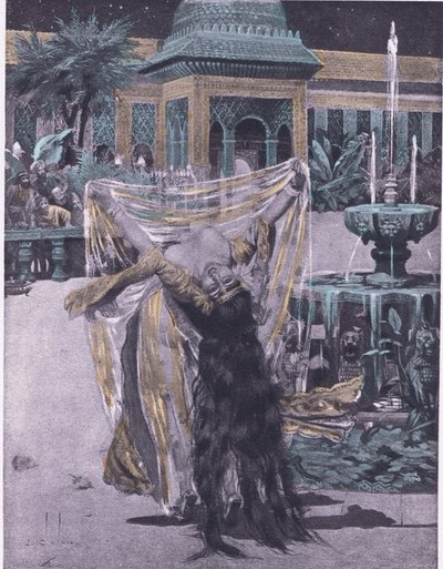 De dochter van de Sultan van Babylon danst, illustratie uit Decameron van Boccaccio gepubliceerd door Navarre Society 1930