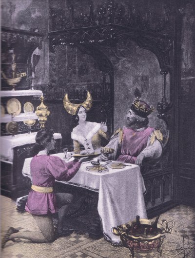 Het diner van kippen, illustratie uit Decameron van Boccaccio gepubliceerd door Navarre Society jaren 1930 door Louis Chalon