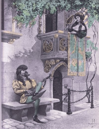 De dwaze minnaar, illustratie uit Decameron van Boccaccio gepubliceerd door Navarre Society 1930