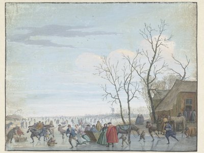 Winterlandschap met ijsvermaak door Louis Chalon