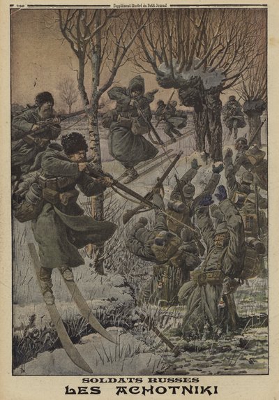 Russische soldaten op ski