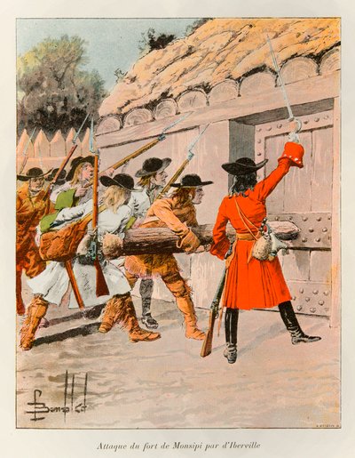 Bombled Louis (1862 - 1927); Aanval op Fort Monsipi door Pierre LeMoyne d