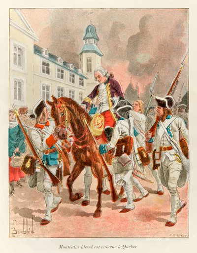 Bombled Louis (1862 - 1927); Generaal Louis Joseph (Louis-Joseph) van Montcalm (1712-1759) gewond werd teruggebracht naar Quebec na de Slag om de Vlakte van Abraham op 13 september door Louis Charles Bombled