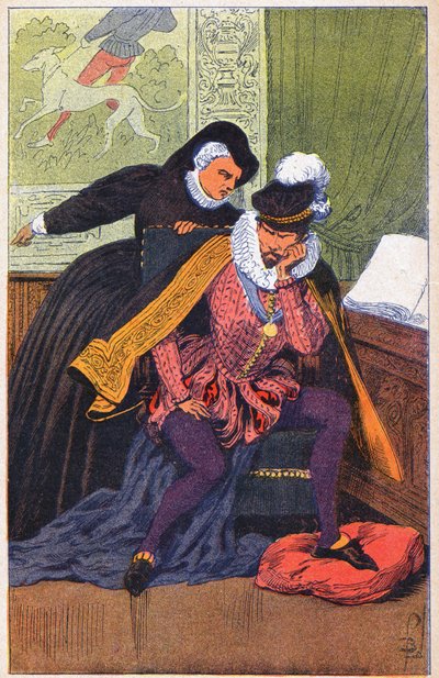 Catherine de Medicis en haar zoon Charles IX door Louis Charles Bombled