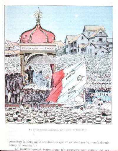 Feestelijke bijeenkomst in Tananarive met koningin Ranavalona III (1862-1917), uit 