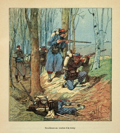 Franse Tirailleurs in gevecht bij Artenay op 10 oktober 1870 door Louis Charles Bombled