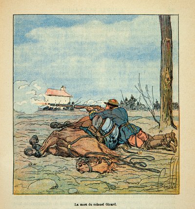 De dood van kolonel Girard tijdens de gevechten van Neuville aux Bois in november 1870 door Louis Charles Bombled