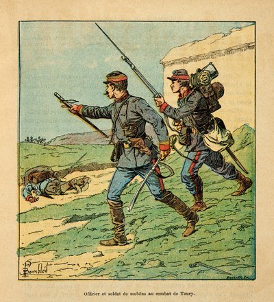 Officier en mobiel van de Cher in de slag bij Toury (Eure et Loire) op 5 oktober 1870, privécollectie door Louis Charles Bombled