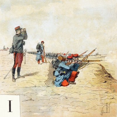 Letter I: Infanterie, "Je serai soldat" (Ik zal soldaat worden) - Militair alfabet door Louis Charles Bombled