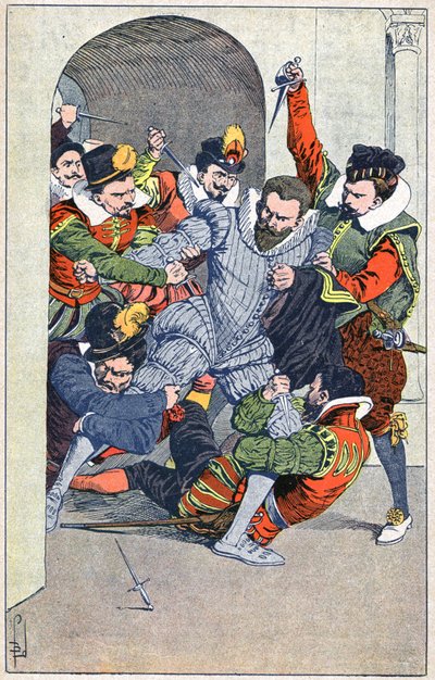 Moord op Henri I, Hertog van Guise, in Blois in 1588 door Louis Charles Bombled