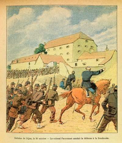 Het Oostelijke Leger van Eugene Sergeant, bekend als Grenest, geïllustreerd door Louis Bombled (1862-1927) (Frans-Duitse Oorlog; campagne van 1870-1871): Verdediging van de stad Dijon op 30 oktober door Louis Charles Bombled