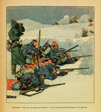 Hericourt, een hoek van het slagveld; de 4e Zouaaf voor Chagey op 15 januari door Louis Charles Bombled