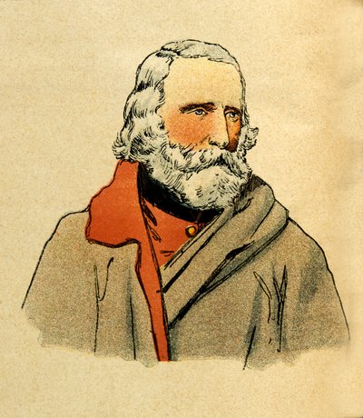 Het Oostelijke Leger van Eugene Sergeant, bekend als Grenest, geïllustreerd door Louis Bombled (1862-1927) (Frans-Duitse Oorlog; campagne van 1870-1871): Portret van Giuseppe Garibaldi (1807-1882), Privécollectie door Louis Charles Bombled