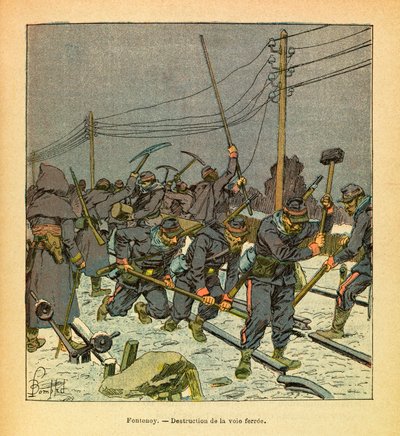 Fontenoy, vernietiging van de spoorweg door Louis Charles Bombled