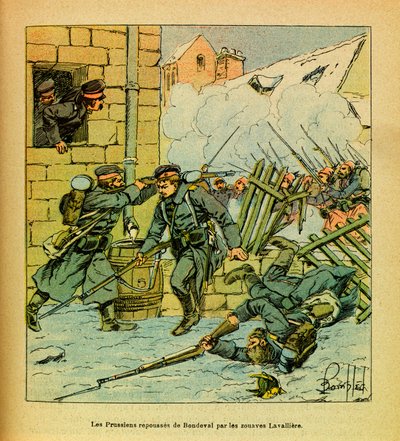 Januari 1871, de Pruisen teruggedreven uit het dorp Bondeval door de Zouaven Lavalliere door Louis Charles Bombled