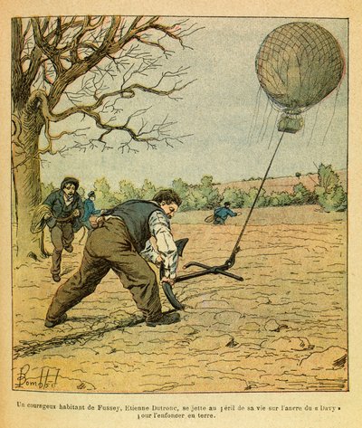 Slag bij Nuits Saint Georges; boeren proberen een observatieballon vast te houden door Louis Charles Bombled