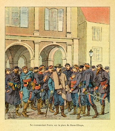 Het Oostelijke Leger van Eugene Sergeant, bekend als Grenest, geïllustreerd door Louis Bombled (1862-1927) (Frans-Duitse Oorlog; campagne van 1870-1871): Commandant Perrin op de Place de Raon-l