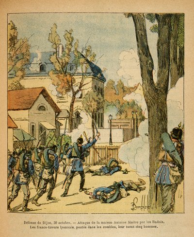 Het Oostelijke Leger van Eugene Sergeant, bekend als Grenest, geïllustreerd door Louis Bombled (1862-1927) (Frans-Duitse Oorlog; campagne van 1870-1871): Verdediging van Dijon op 30 oktober door Louis Charles Bombled