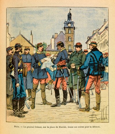 Het Oostelijke Leger van Eugene Sergeant, bekend als Grenest, geïllustreerd door Louis Bombled (1862-1927) (Frans-Duitse Oorlog; campagne van 1870-1871): Slag bij Nuits Saint Georges; Generaal Cremer op het Marcheplein geeft zijn bevelen voor de verdedigin door Louis Charles Bombled
