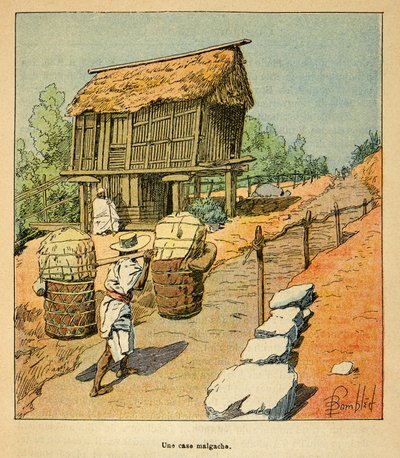 De oorlog in Madagaskar-Anekdotische geschiedenis van de Franse expedities van 1885-1895 door Henri Galli dit Galllichet (1854-1922), geïllustreerd door Louis Bombled (1862-1927): Een Malagassische zaak in de 19e eeuw, Privécollectie door Louis Charles Bombled
