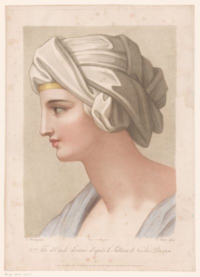 Buste van een vrouw met doek om haar hoofd gewikkeld door Louis Charles Ruotte