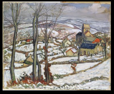 Dorp in de sneeuw, ca. 1910-11 door Louis Charlot