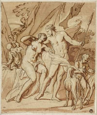Venus en Adonis door Louis Cheron
