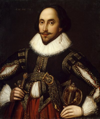Portret van de Britse toneelschrijver William Shakespeare door Louis Coblitz
