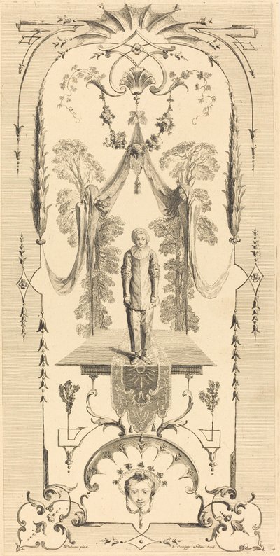 Gilles door Louis Crépy after Antoine Watteau