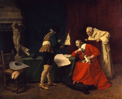 Richelieu Bestudeert de Aanvalsplannen voor het Beleg van La Rochelle door Louis Debras