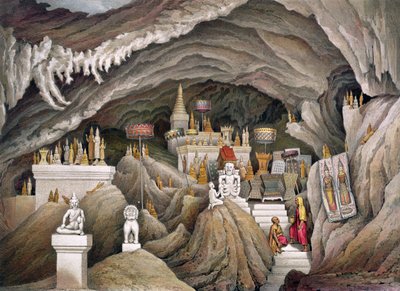 Interieur van de grot van Nam Hou, Laos, uit 