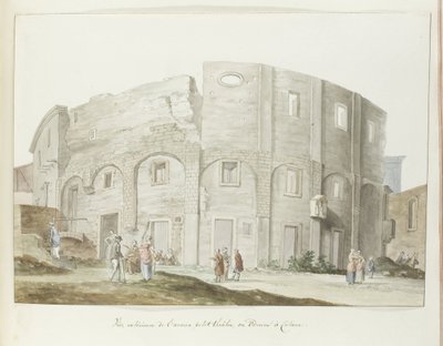 Buitenmuur van oude theater van Catanie (Voyage en Italie, en Sicile et à Malte - 1778) door Louis Ducros
