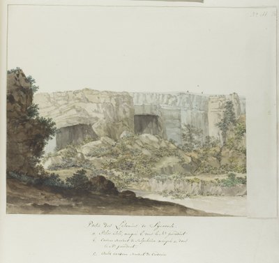 Gedeelte van Latomies grotten bij Syracuse door Louis Ducros