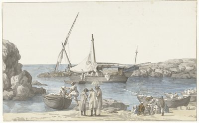 Gezicht op Tarente en haven van Luogo Vivo door Louis Ducros
